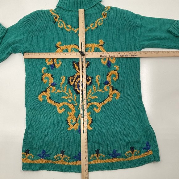 Vtg 80s Lady Roi Knit Turtle Neck Sweater - Long Tunic Style - M / L - Crochet - Picture 4 of 7